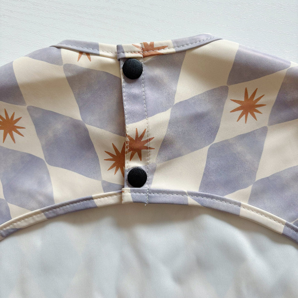 Long Sleeved Baby Bib - Blue Harlequin