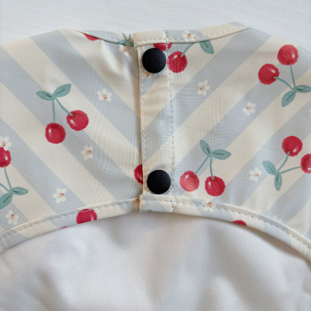 Long Sleeved Baby Bib - Cherry Stripe
