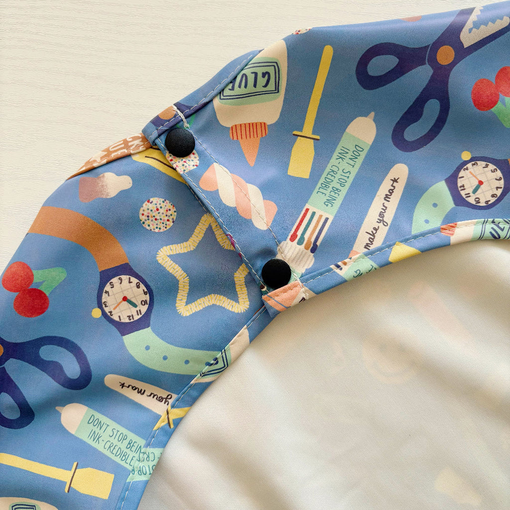 Long Sleeved Baby Bib - Crafty Print