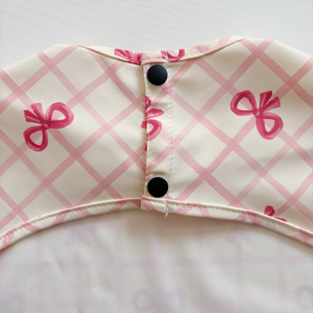 Long Sleeved Baby Bib - Pink Bow