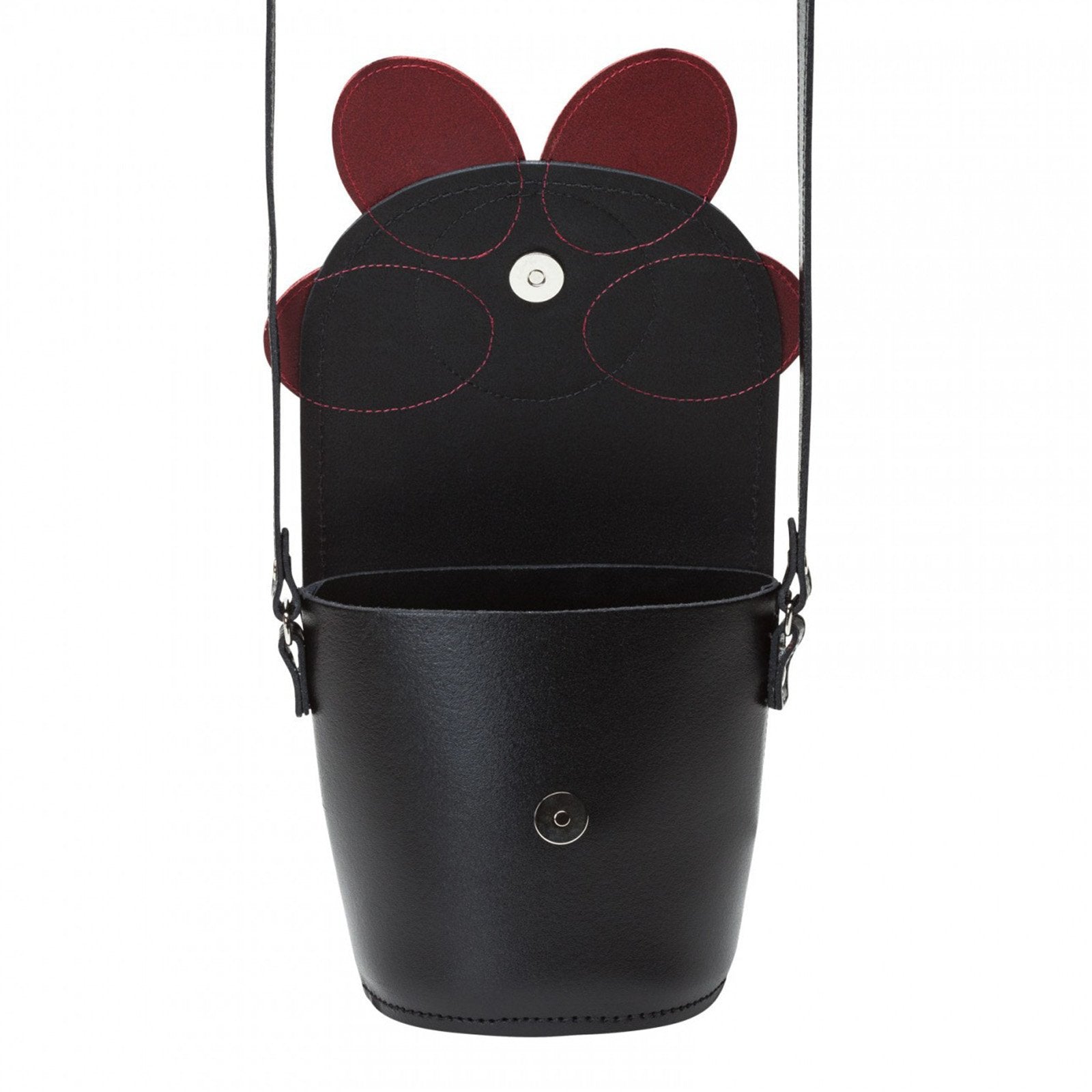 Handmade Leather Poppy Barrel Bag in Red