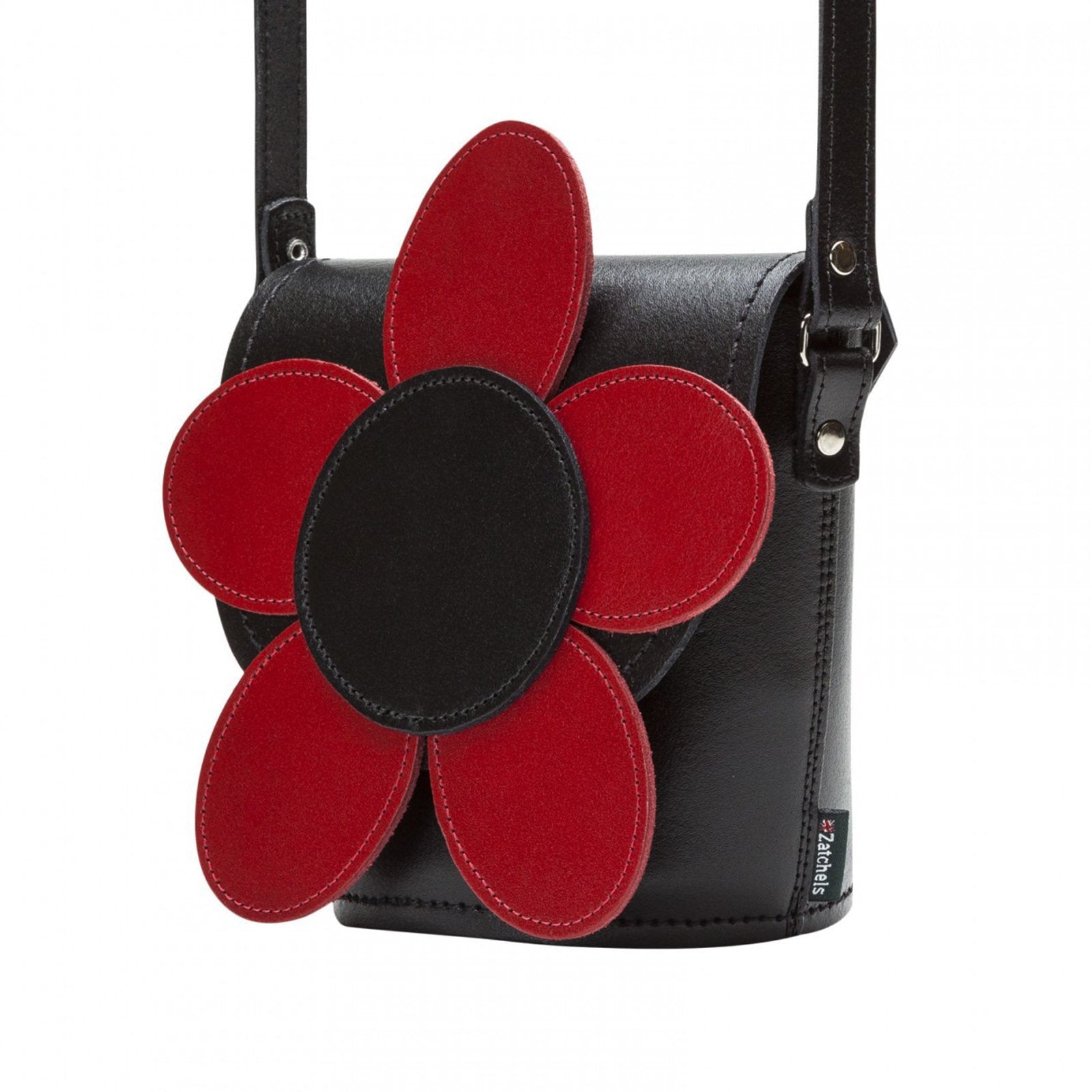 Handmade Leather Poppy Barrel Bag in Red