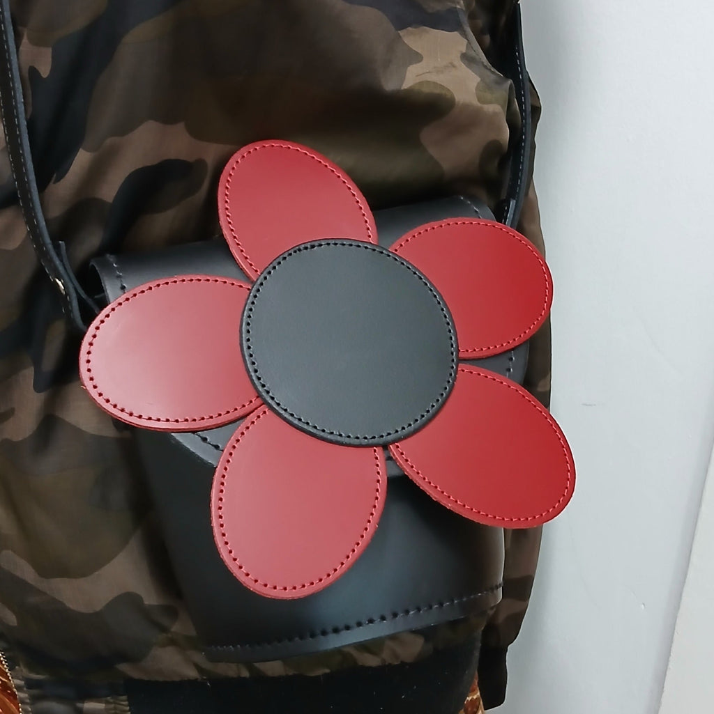 Handmade Leather Poppy Barrel Bag in Red