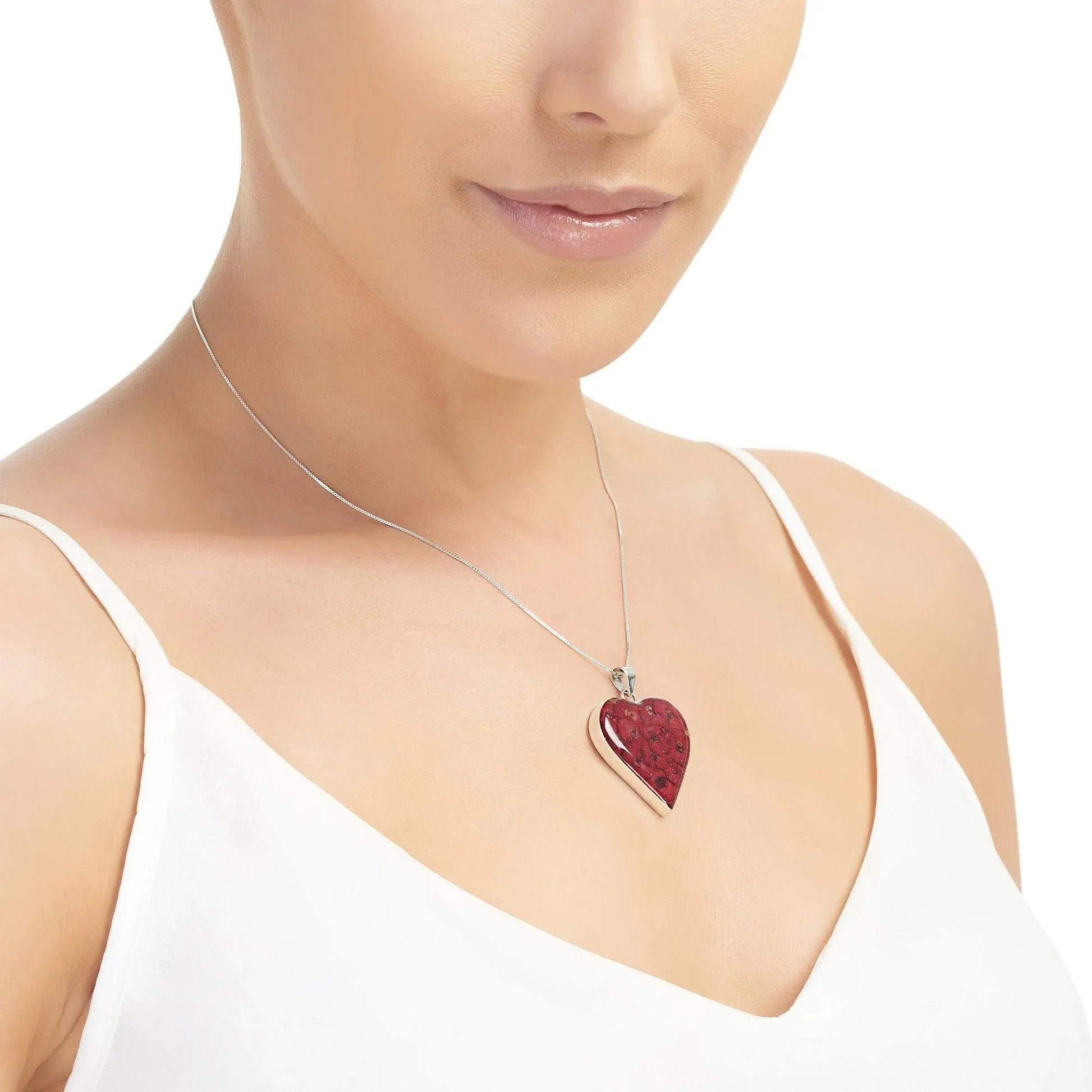 Poppy Heart Necklace in Sterling Silver with Real Flowers