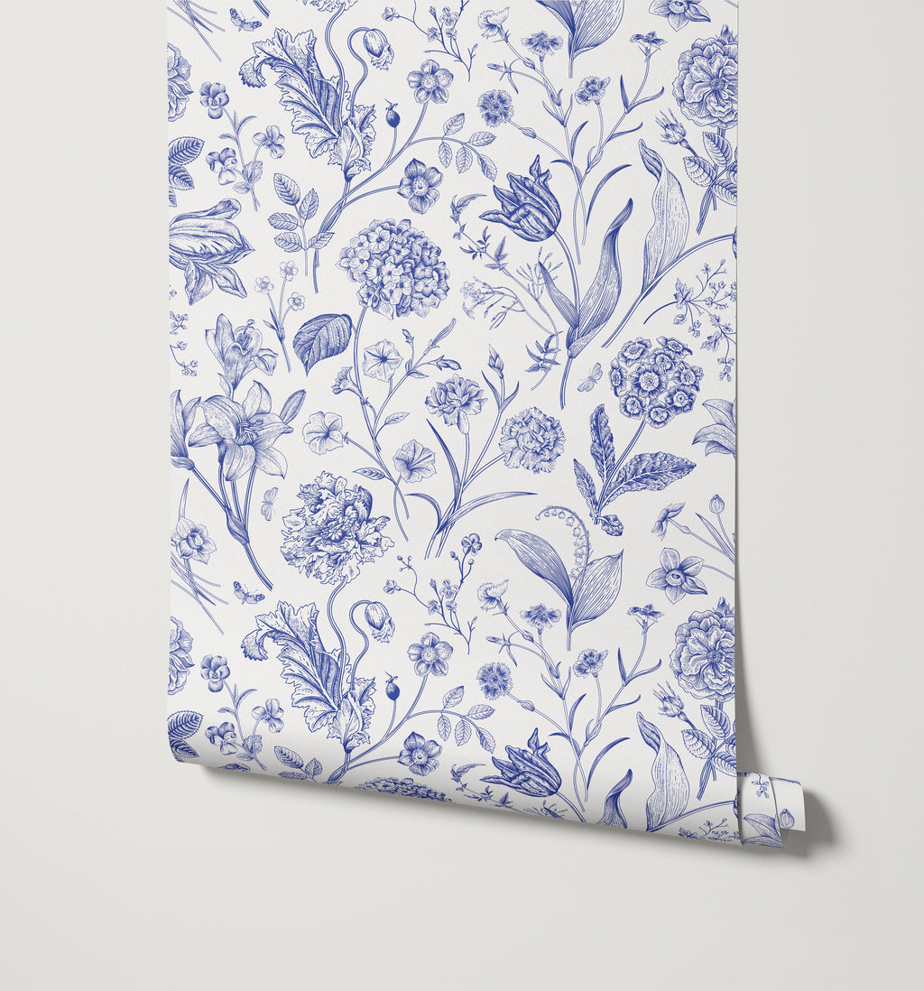 Porcelain Wildflower Wallpaper