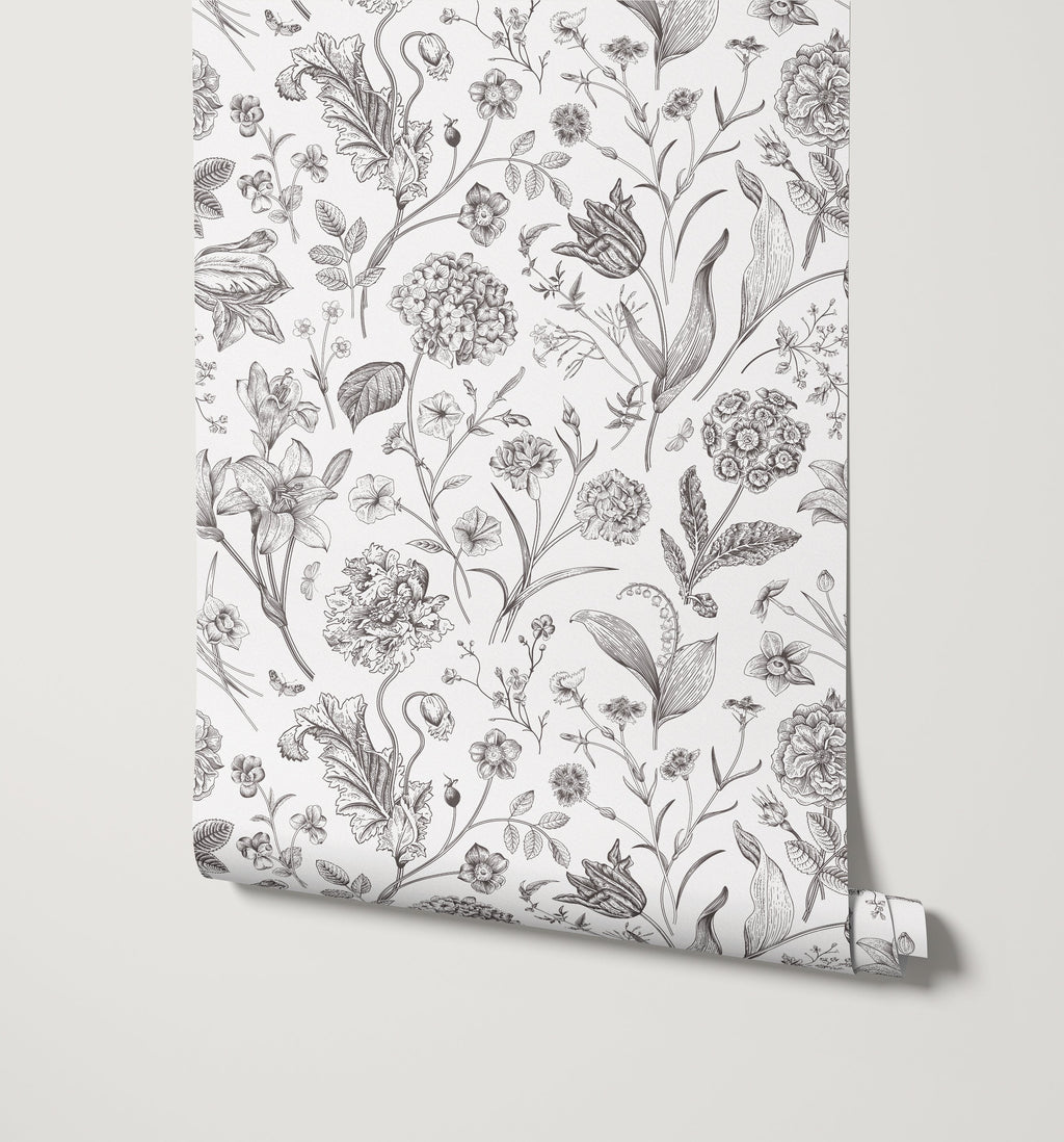 Porcelain Wildflower Wallpaper