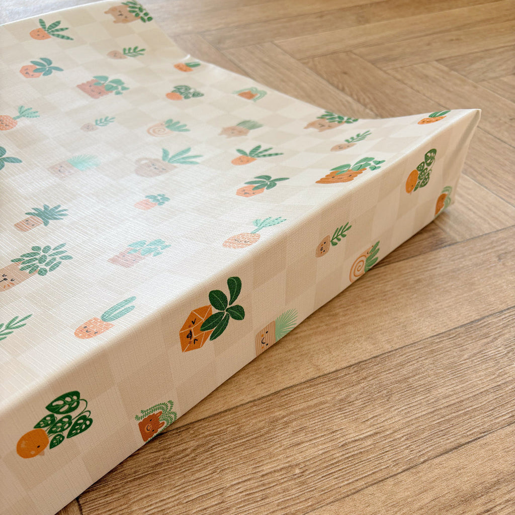 Anti-Roll Wedge Baby Changing Mat - Pot Plants