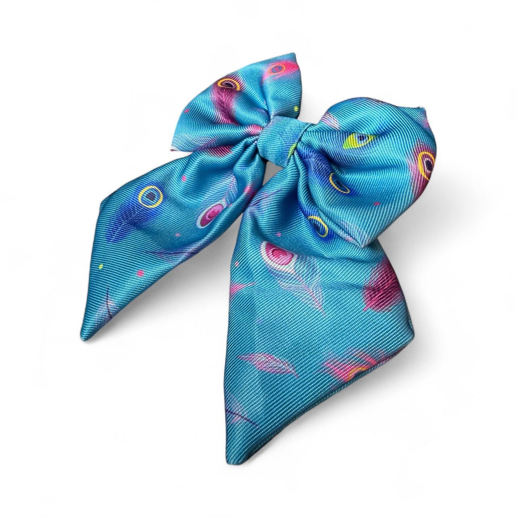 Sailor Bow in Teal Peacock Print