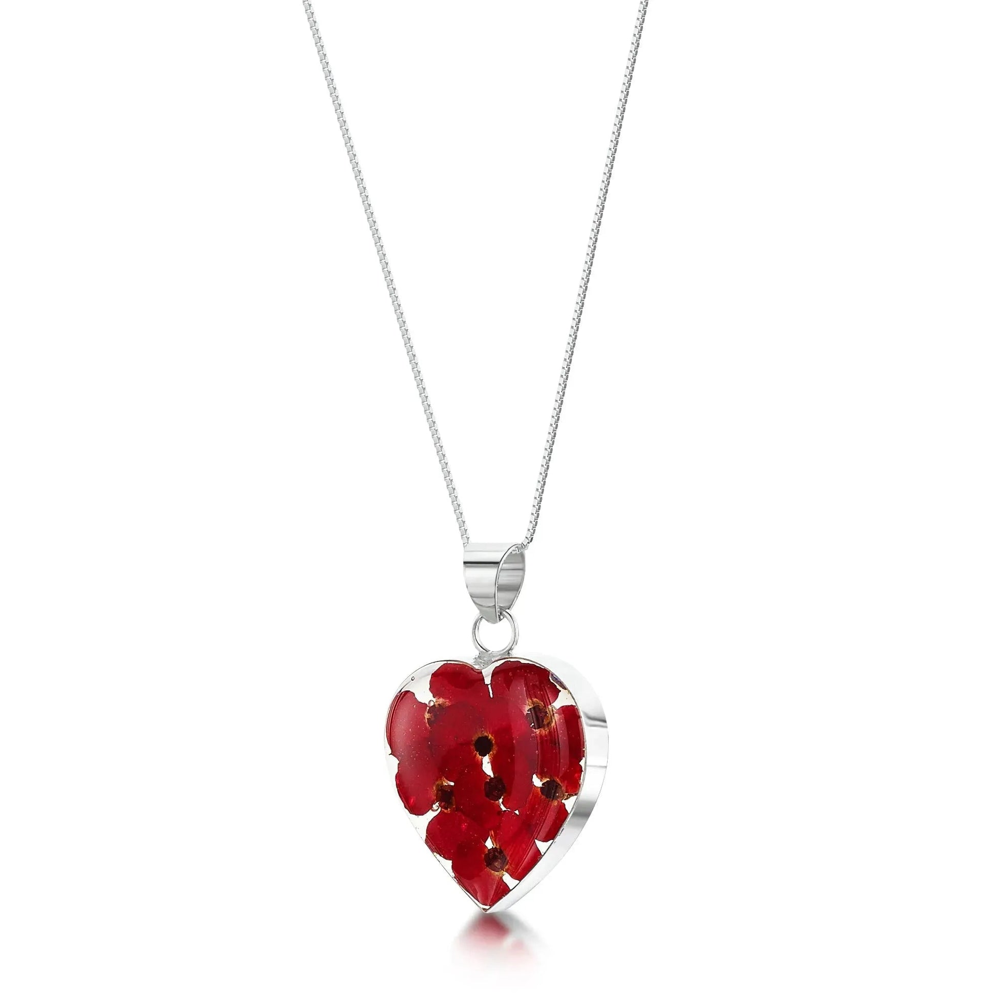 Real Flower Heart Necklace in Sterling Silver