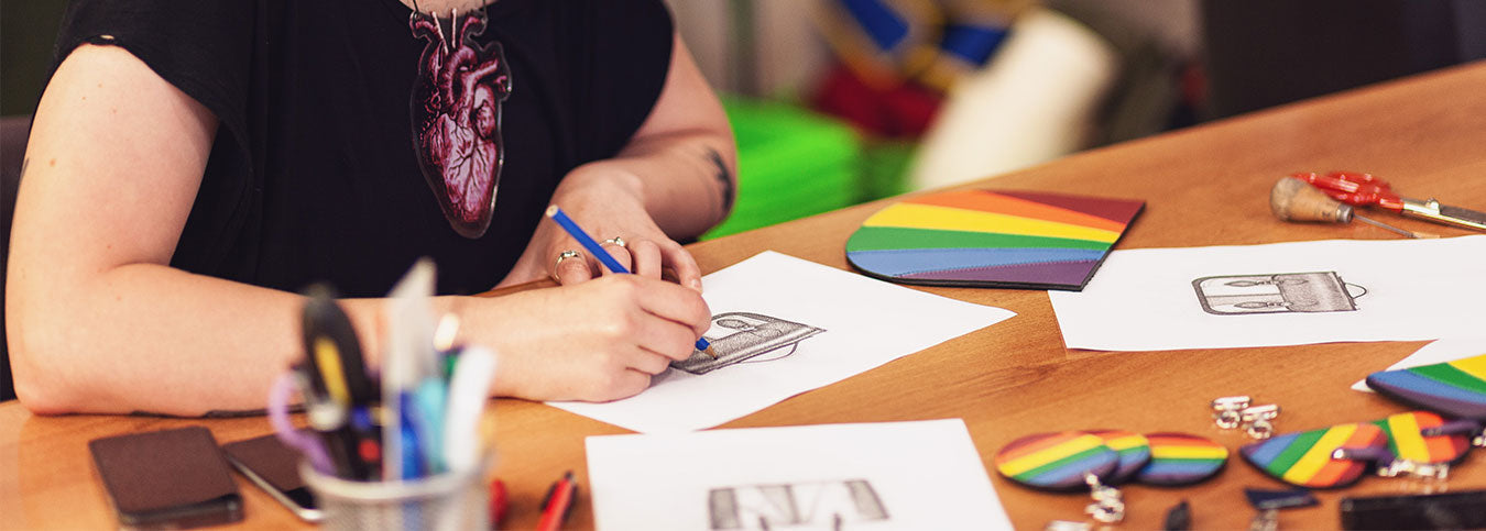Leather Midi Satchel Pride Rainbow