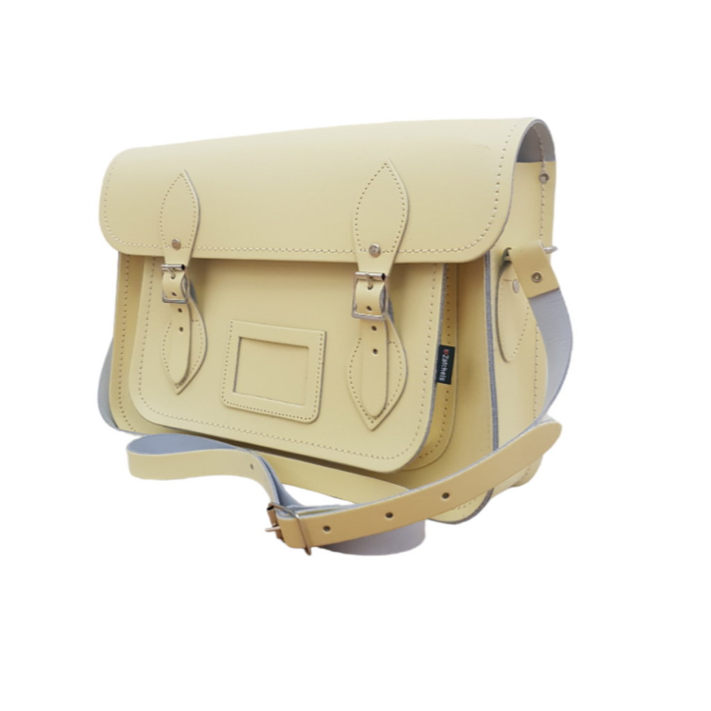 Handmade Leather Satchel in Primrose Yellow
