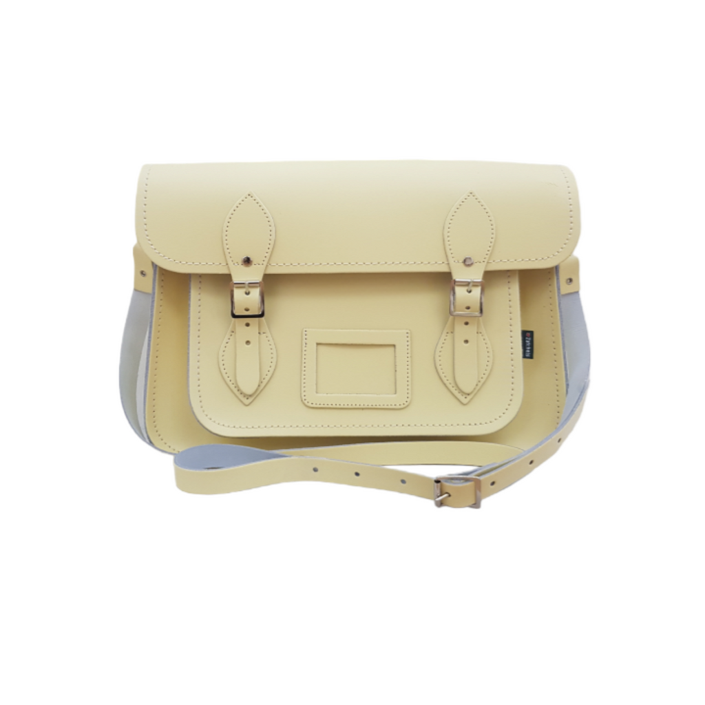 Handmade Leather Satchel in Primrose Yellow