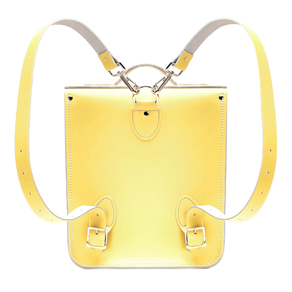 Handmade Leather City Backpack in Primrose Yellow