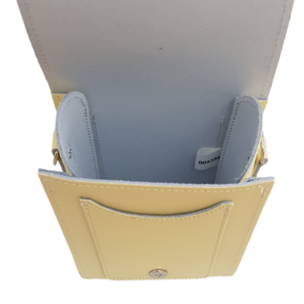 Handmade Leather Festival Phone Bag in Primrose Yellow