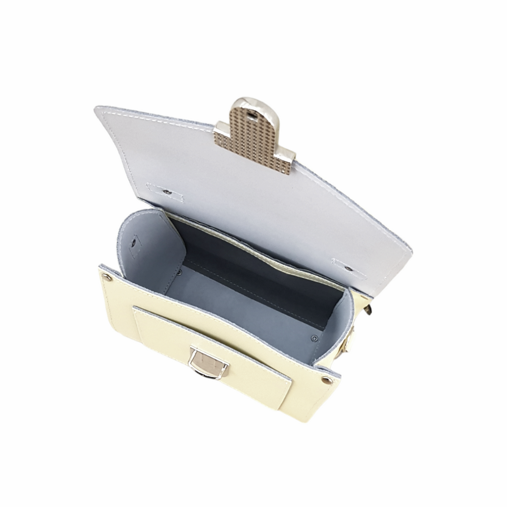 Handmade Leather Sugarcube Handbag in Eggshell