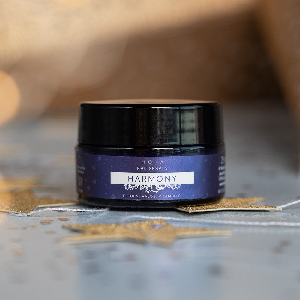 bold close-up of protective skin balm with ectoine for weather-worn hands