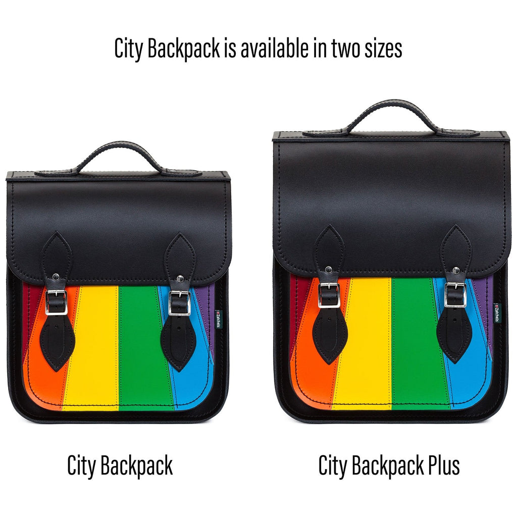 Handmade Leather City Backpack Pride Rainbow