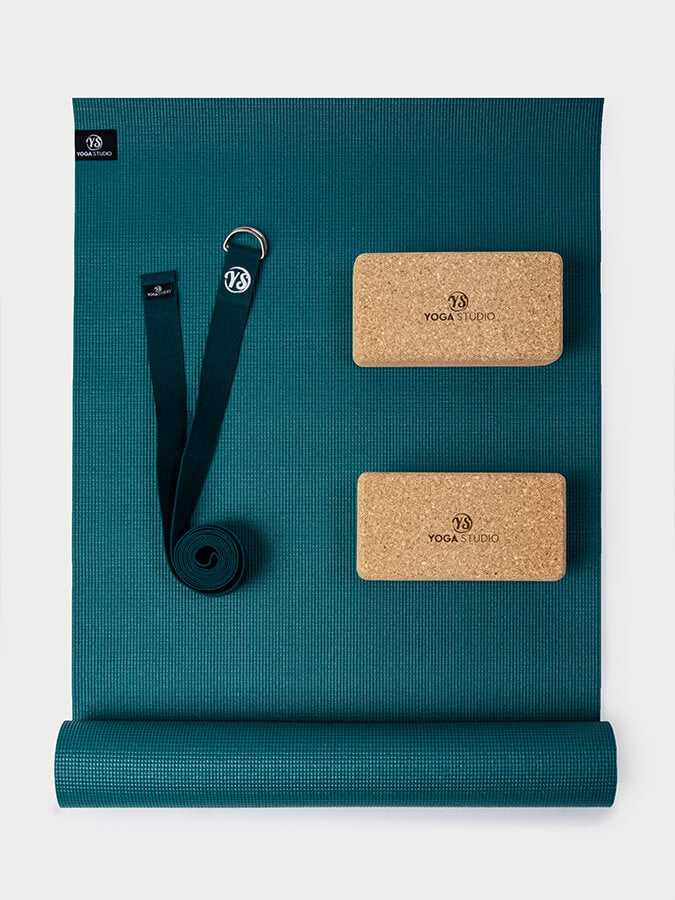 Starter Cork Yoga Set with Mat Blocks and Strap