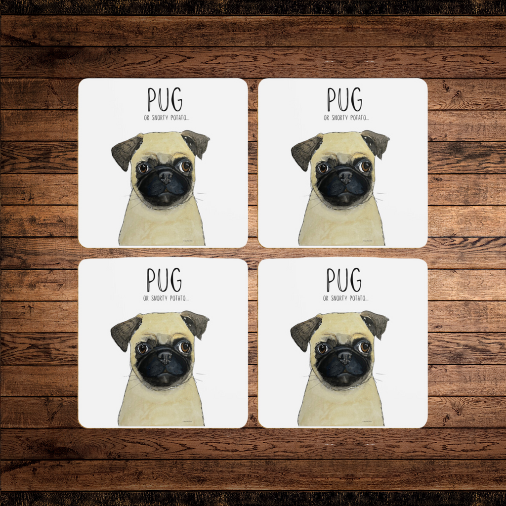 Pug Coaster Set Pack of 4