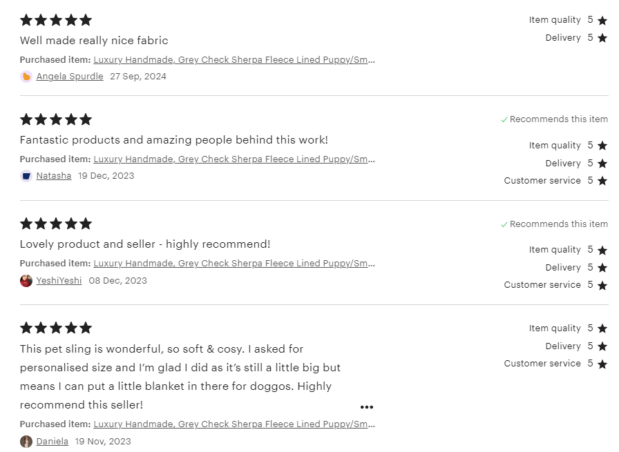 Handcrafted Luxury Puppy and Small Dog Carrier Sling