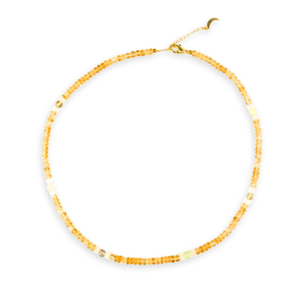 Pure Citrine Gemstone Necklace with Moon Charm