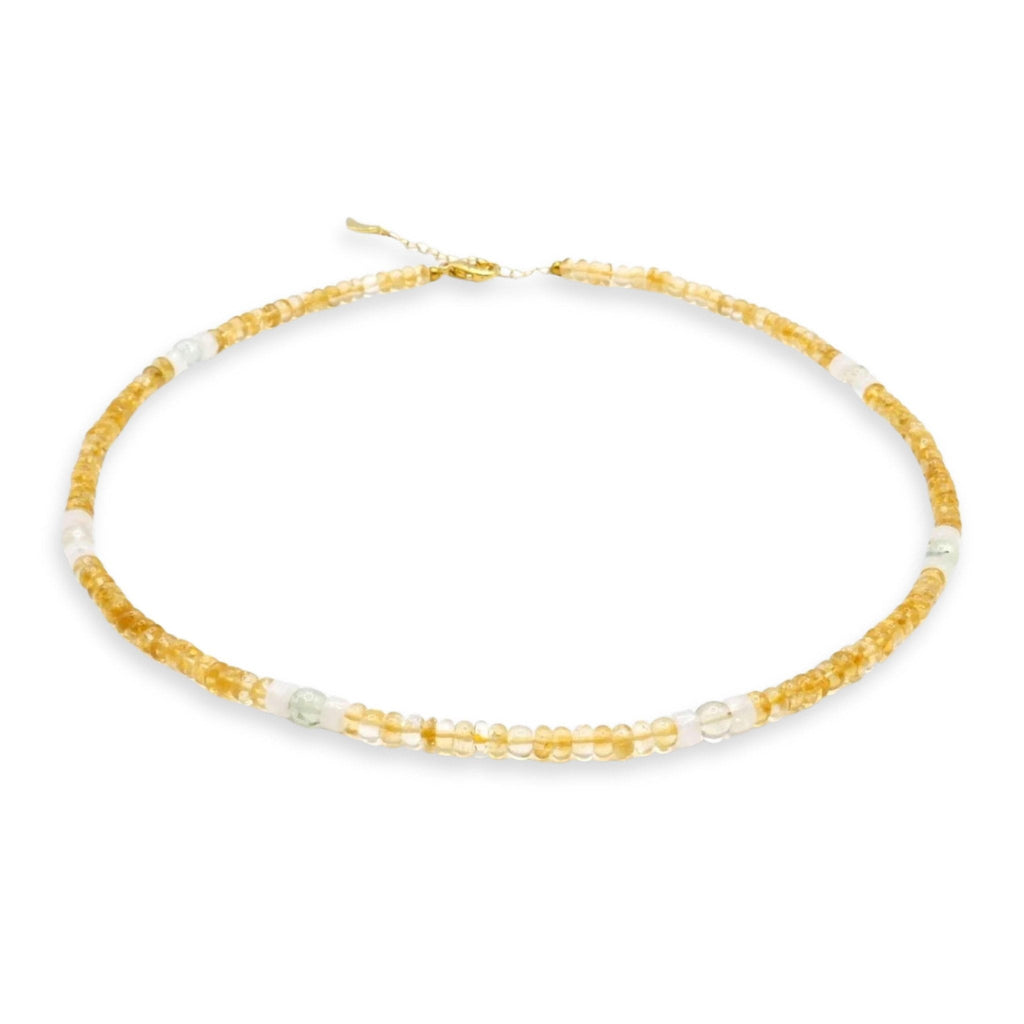 Pure Citrine Gemstone Necklace with Moon Charm
