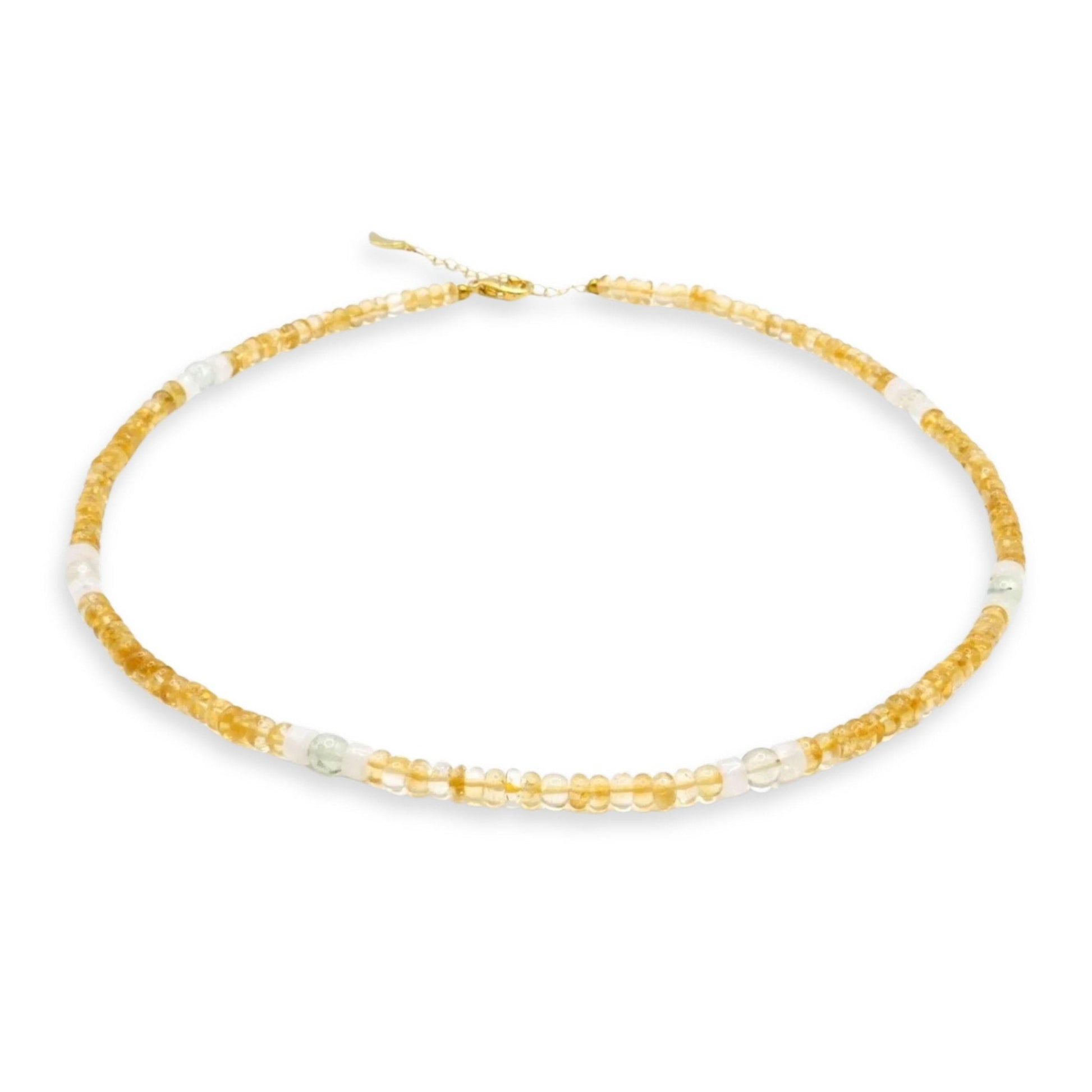 Pure Citrine Gemstone Necklace with Moon Charm
