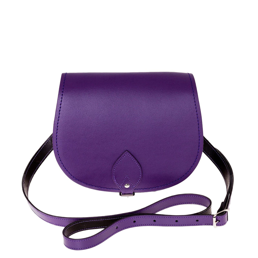 Handmade Leather Saddle Bag in Purple