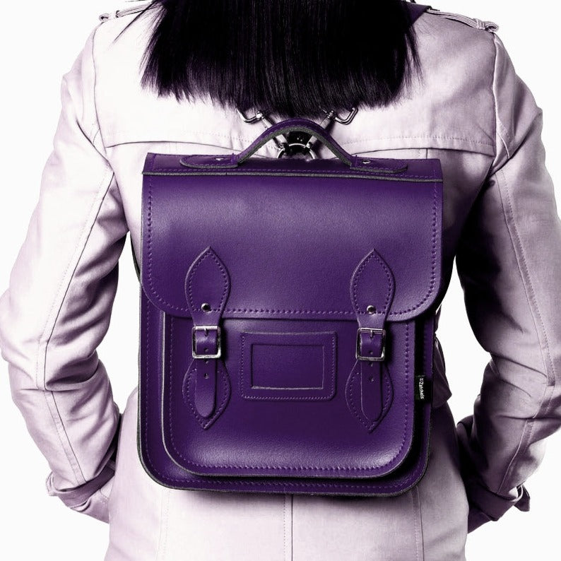 Handmade Leather City Backpack in Purple - Pre-order Jan 2026 Delivery