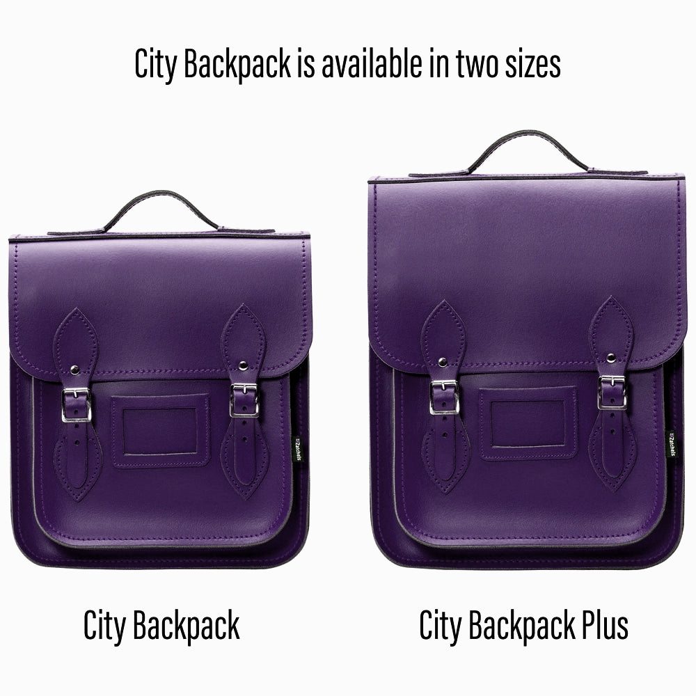 Handmade Leather City Backpack in Purple - Pre-order Jan 2026 Delivery