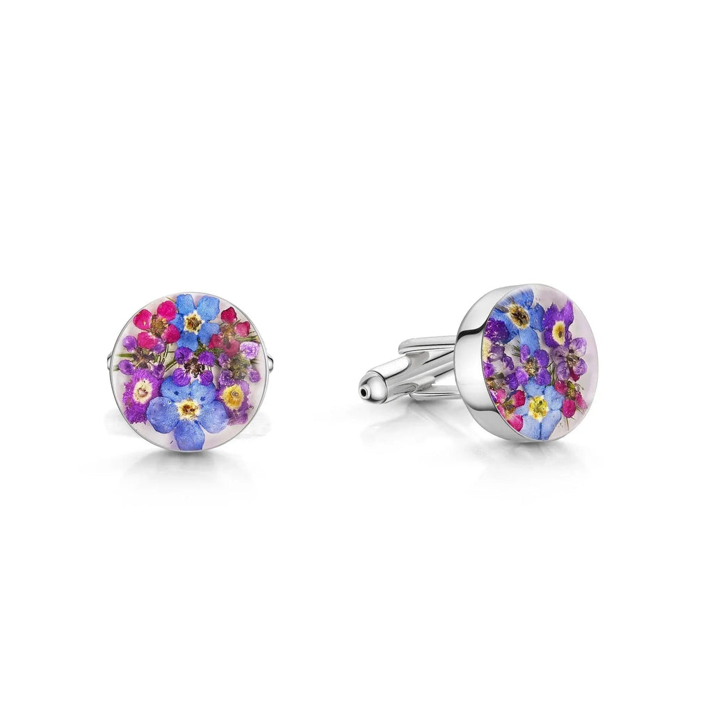 Purple Flower Sterling Silver Cufflinks