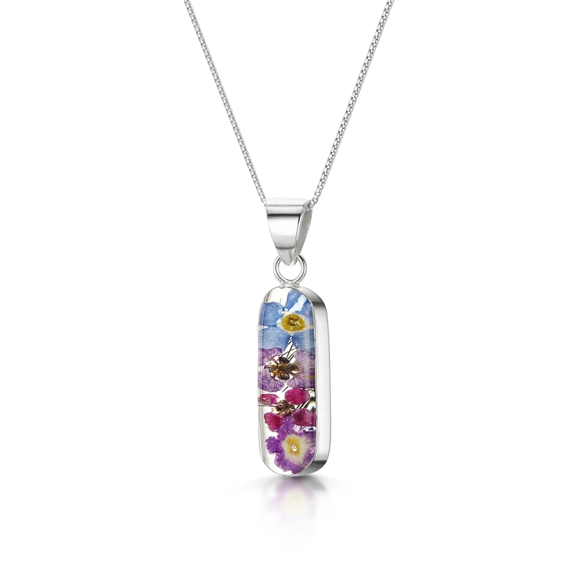 Purple Flower Vertical Bar Necklace Leela
