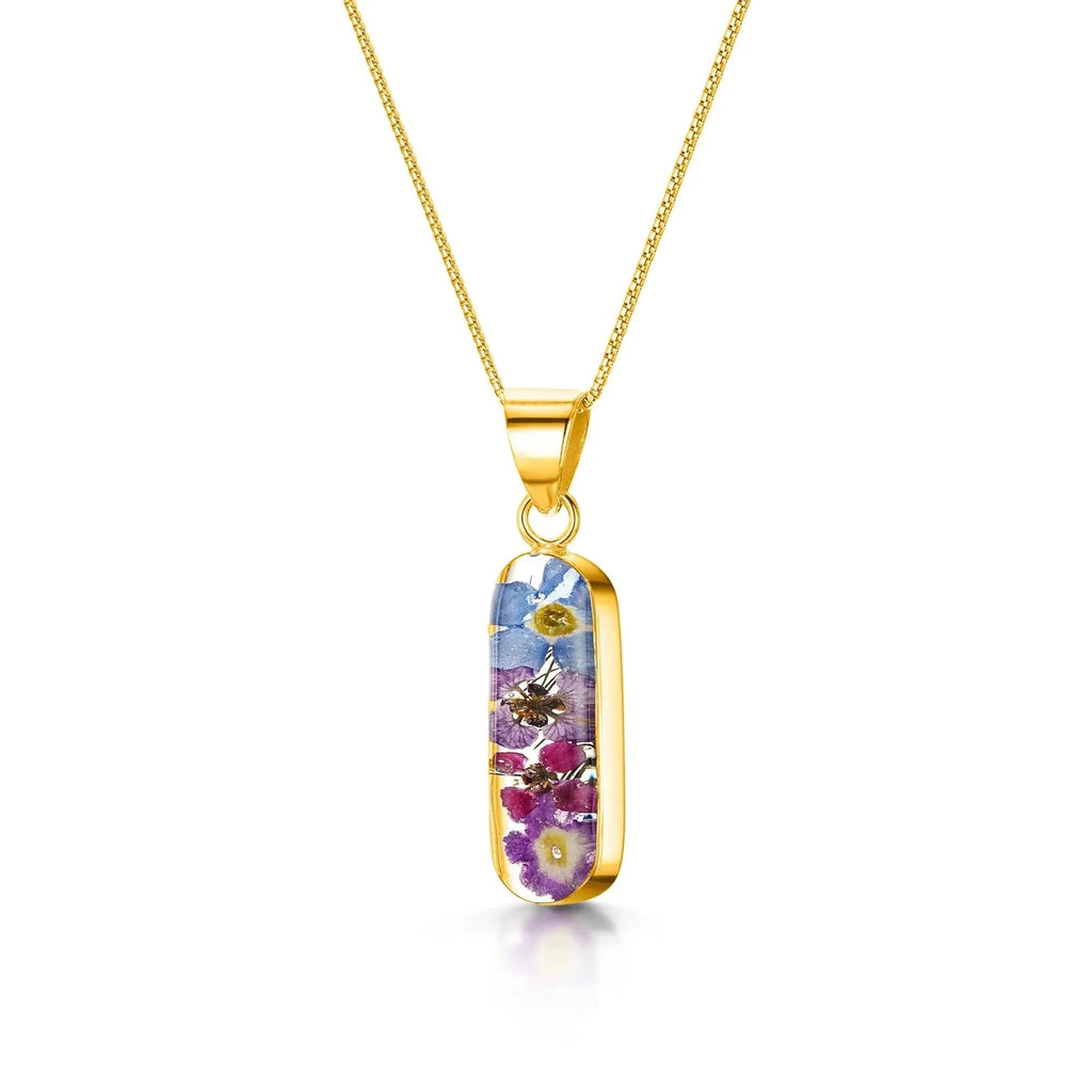 Purple Flower Vertical Bar Necklace Leela