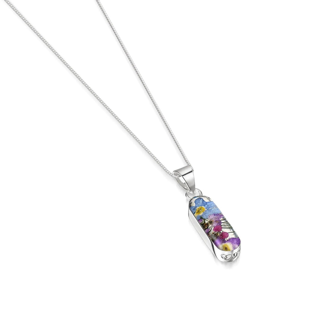 Purple Flower Vertical Bar Necklace Leela