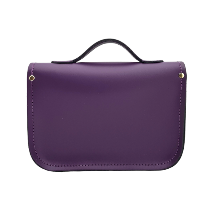 Purple Leather Midi Satchel