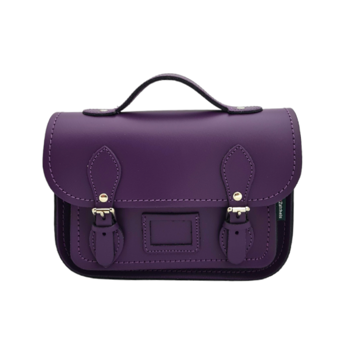 Purple Leather Midi Satchel