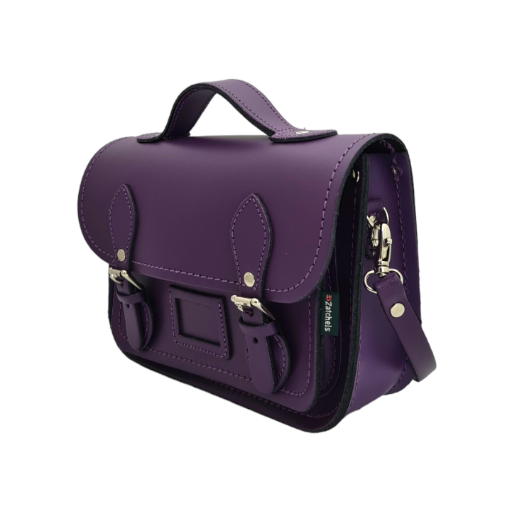 Purple Leather Midi Satchel