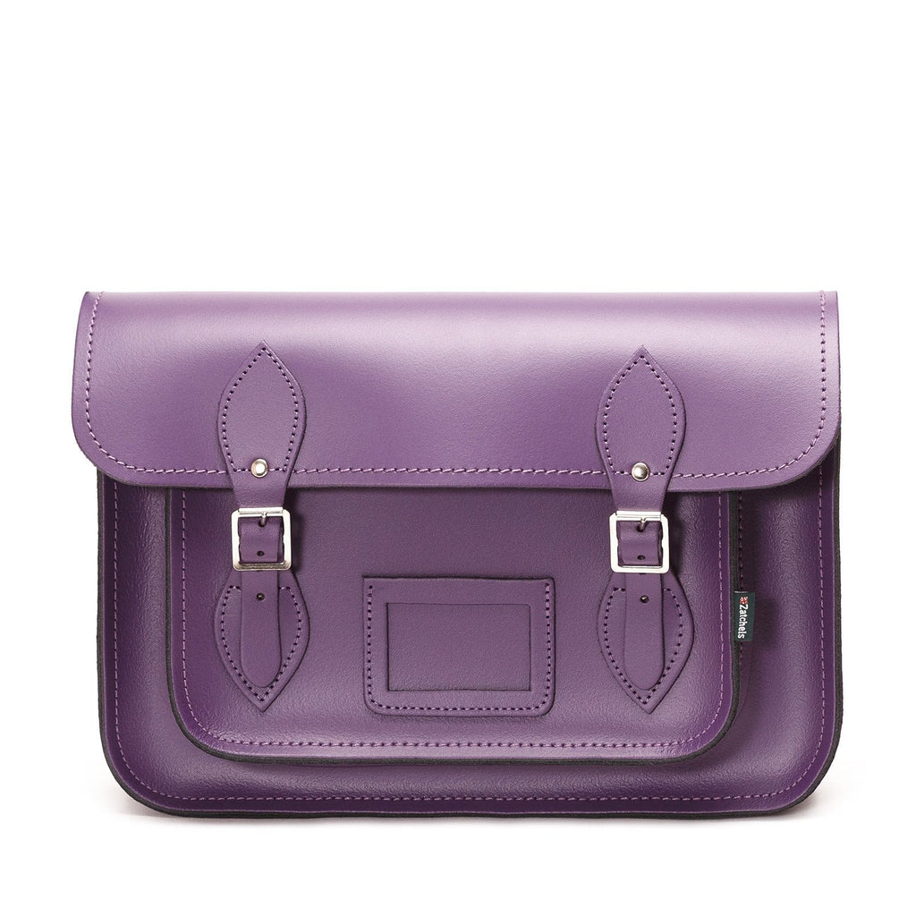Handmade Leather Satchel in Purple