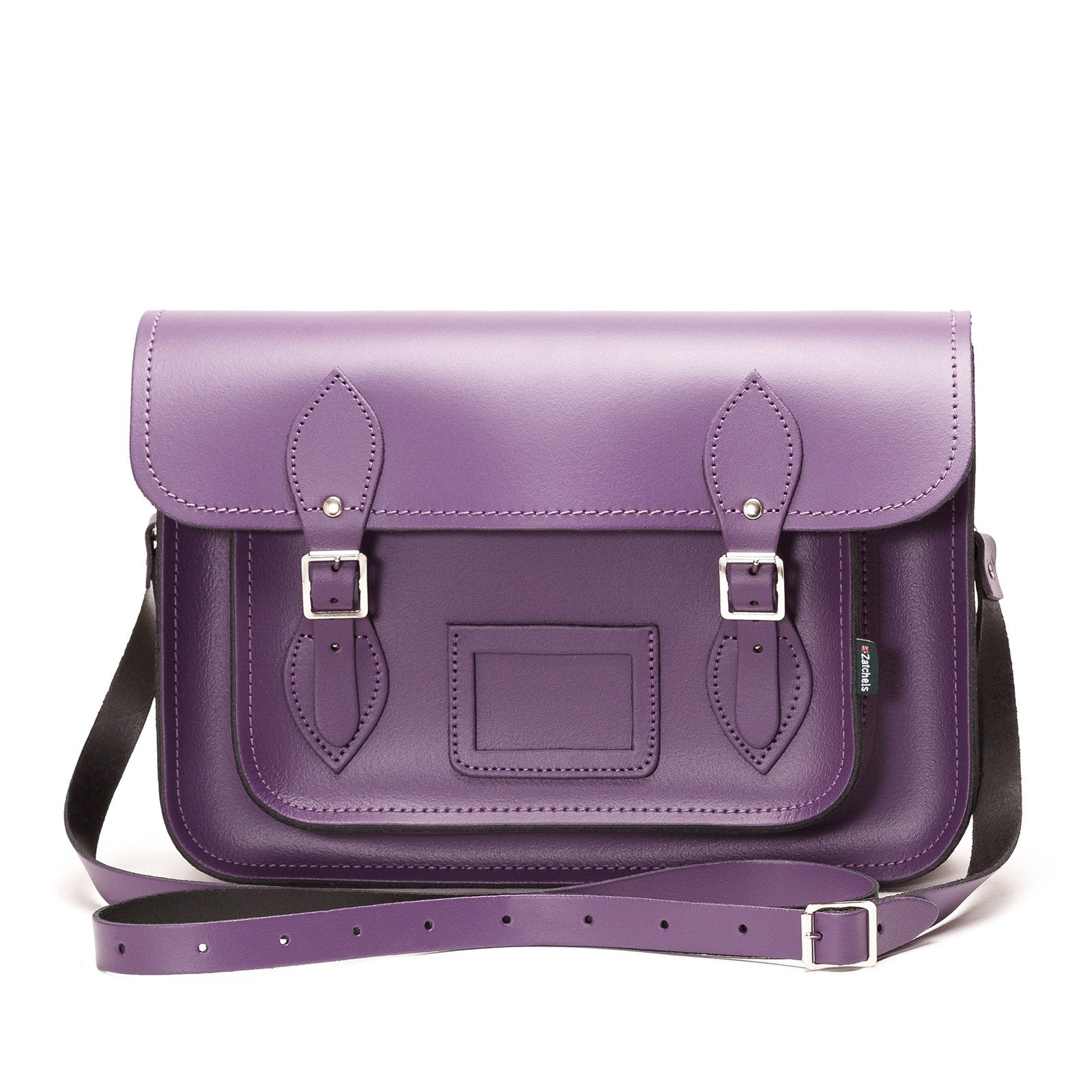Handmade Leather Satchel in Purple