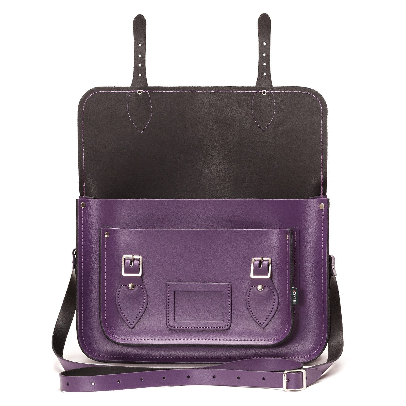 Handmade Leather Satchel in Purple