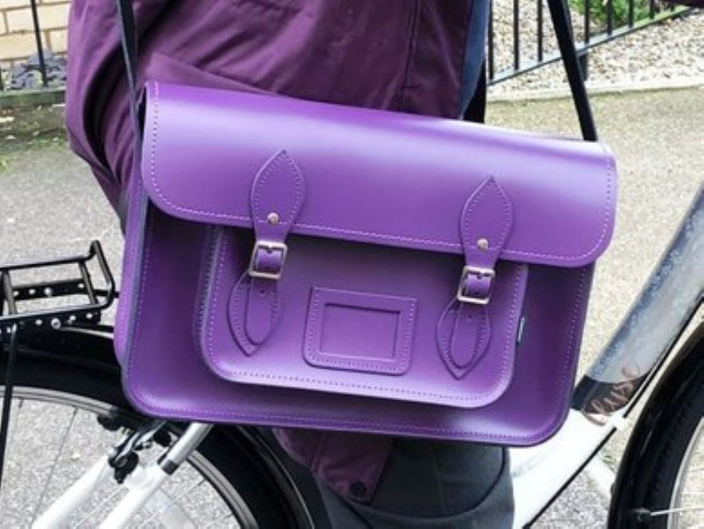 Handmade Leather Satchel in Purple