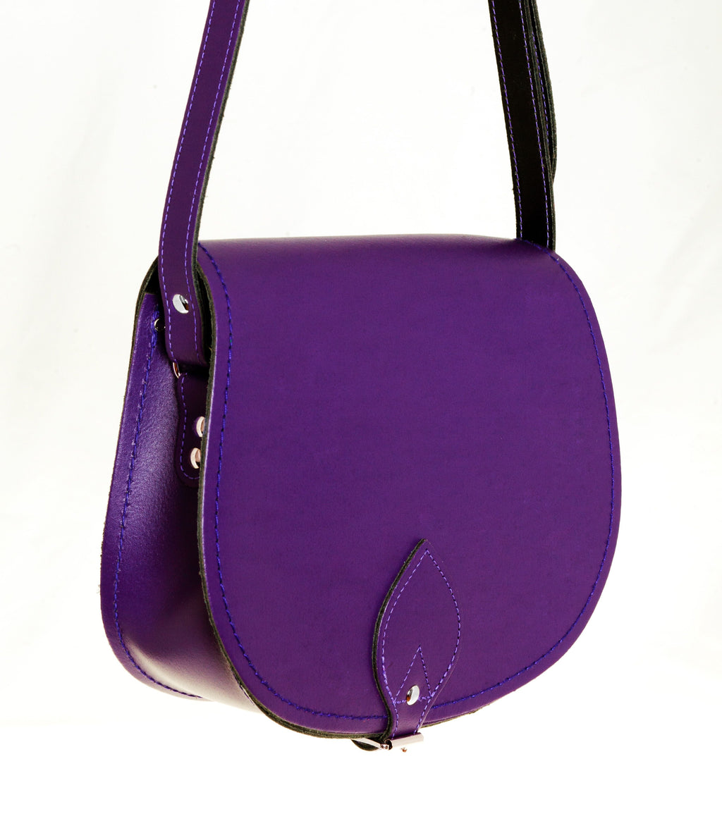 Handmade Leather Saddle Bag in Purple