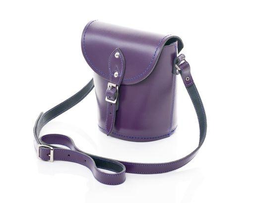Handmade Leather Barrel Bag in Purple