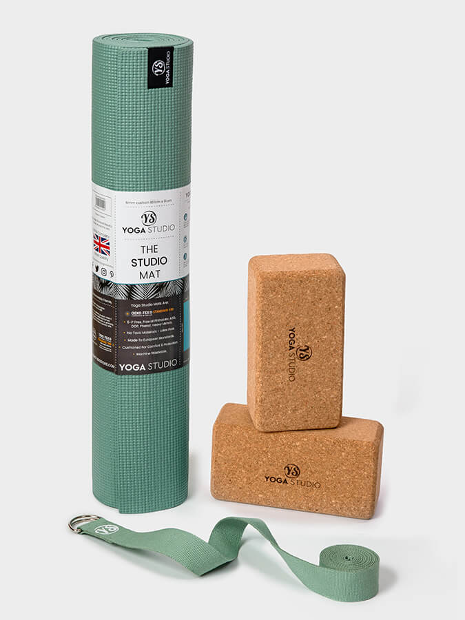 Starter Cork Yoga Set with Mat Blocks and Strap