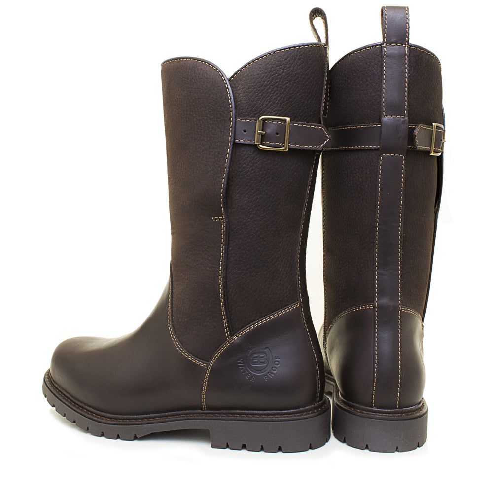 Waterproof Mid Calf Zip Up Boots in Brown