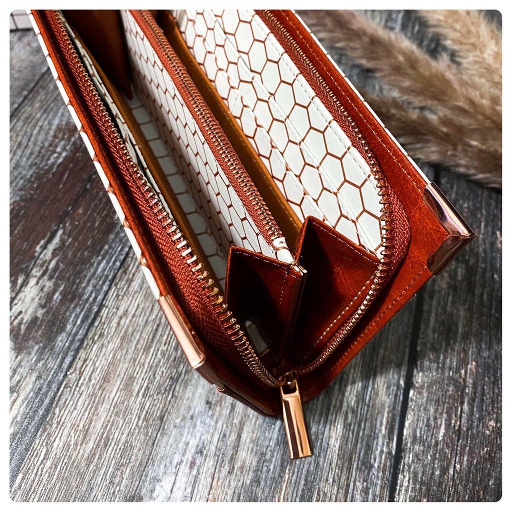 Queen Bee Honeycomb Continental Purse