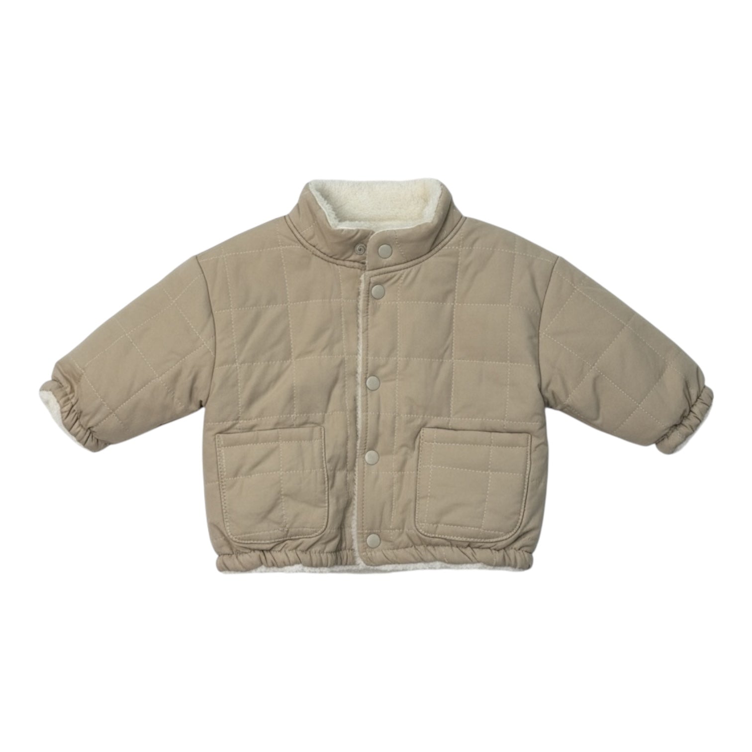 Quilted Padded Jacket in Beige