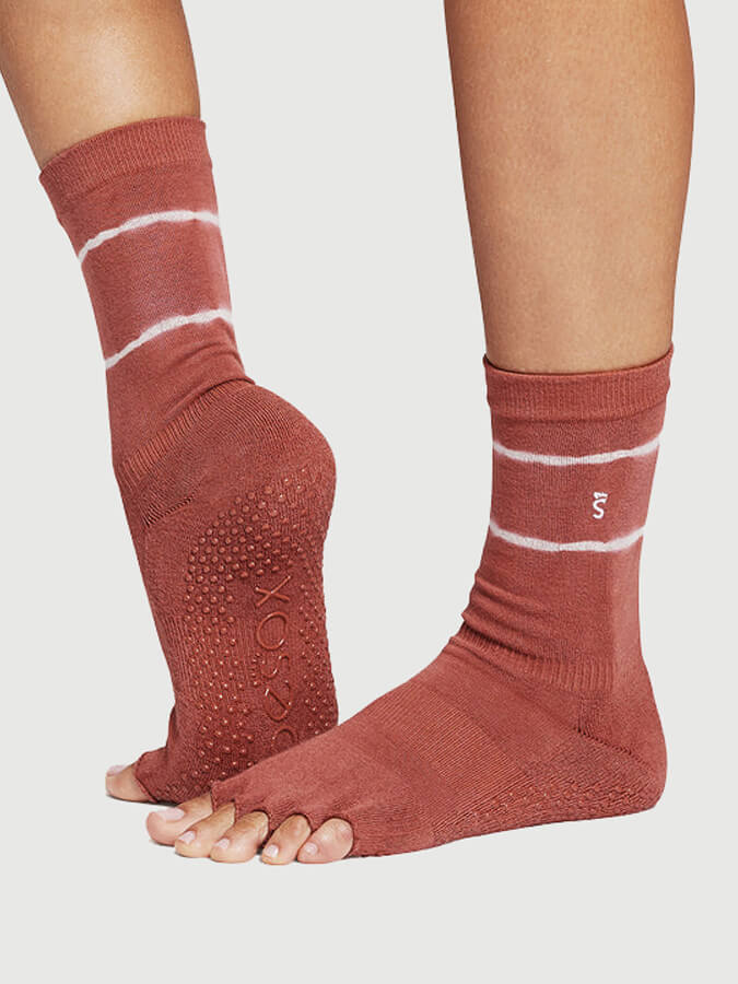 Crew Half Toe Yoga Grip Socks for Women