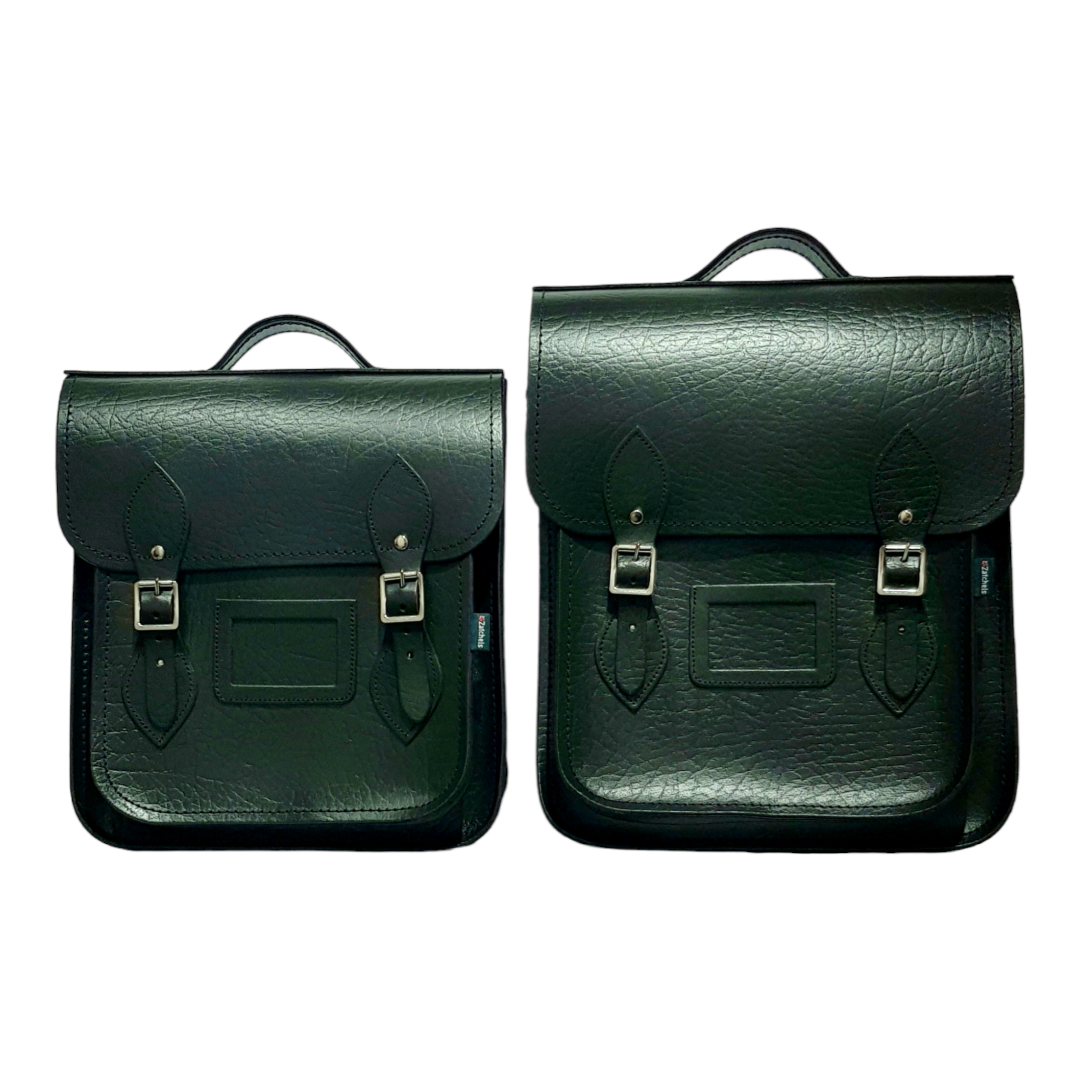 Handmade Leather City Backpack in British Racing Green