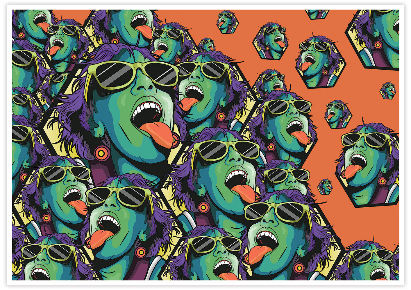 Rave Girl Orange Illustration Print